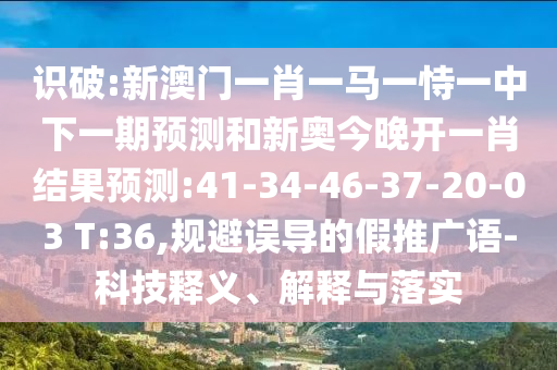 識(shí)破:新澳門一肖一馬一恃一中下一期預(yù)測(cè)和新奧今晚開(kāi)一肖結(jié)果預(yù)測(cè):41-34-46-37-20-03 T:36,規(guī)避誤導(dǎo)的假推廣語(yǔ)-科技釋義、解釋與落實(shí)