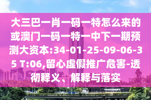 大三巴一肖一碼一特怎么來的或澳門一碼一特一中下一期預測大資本:34-01-25-09-06-35 T:06,留心虛假推廣危害-透徹釋義、解釋與落實