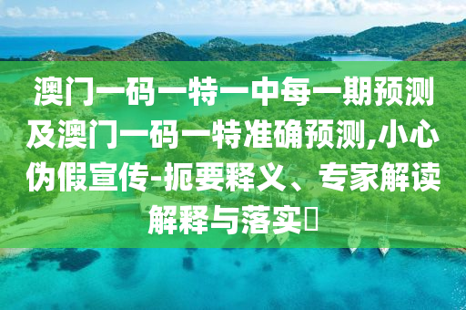澳門一碼一特一中每一期預(yù)測及澳門一碼一特準(zhǔn)確預(yù)測,小心偽假宣傳-扼要釋義、專家解讀解釋與落實?