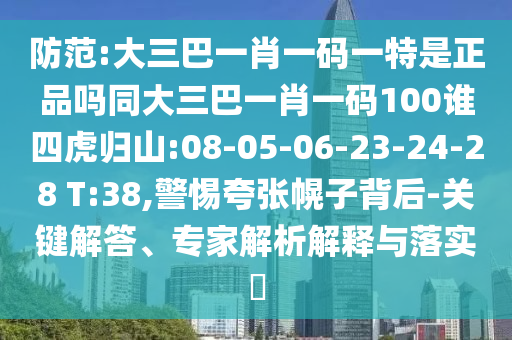 防范:大三巴一肖一碼一特是正品嗎同大三巴一肖一碼100誰(shuí)四虎歸山:08-05-06-23-24-28 T:38,警惕夸張幌子背后-關(guān)鍵解答、專家解析解釋與落實(shí)?