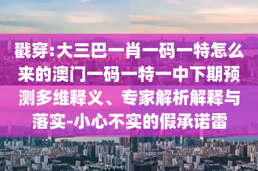 戳穿:大三巴一肖一碼一特怎么來的澳門一碼一特一中下期預測多維釋義、專家解析解釋與落實-小心不實的假承諾雷